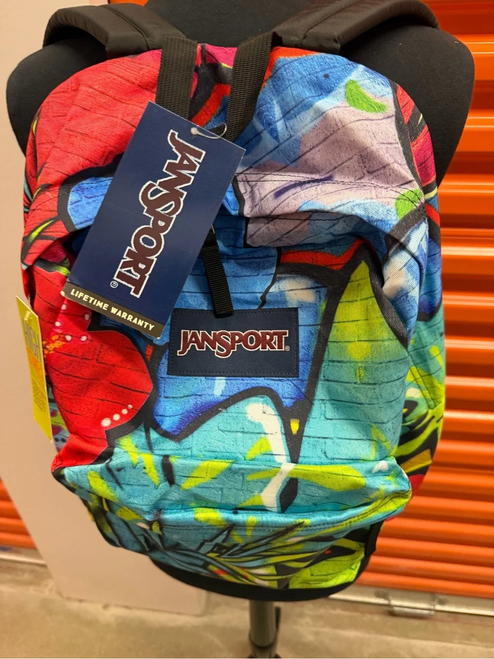 NWT JanSport High Stakes Multicolor Graffiti Print Backpack - Blue/Red/green